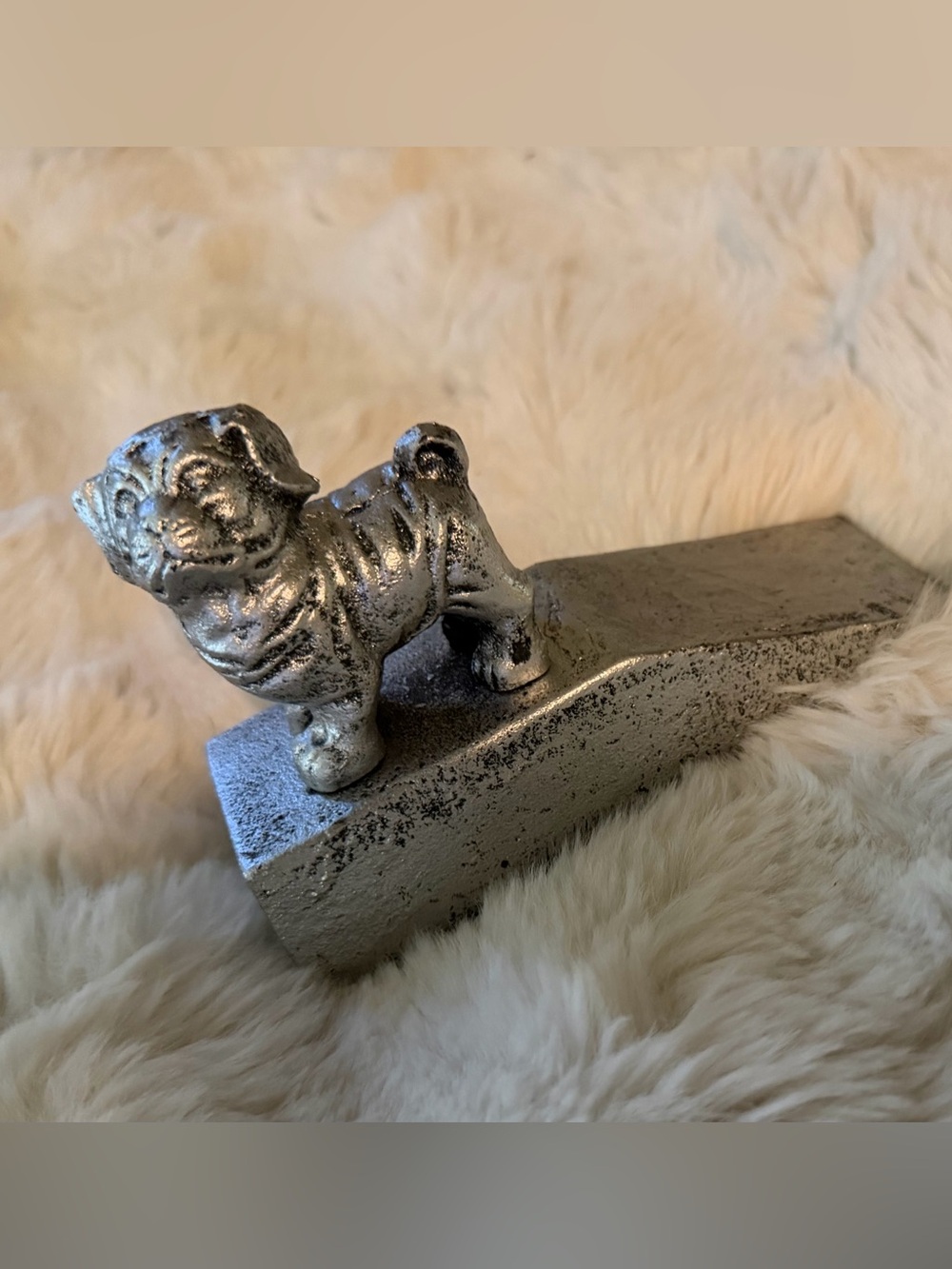 Silver metal heavy dog Doorstop - Decorative Home Accent